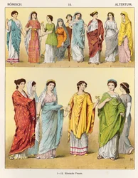 Römische Frauentracht, aus „Trachten der Völker“, 1864